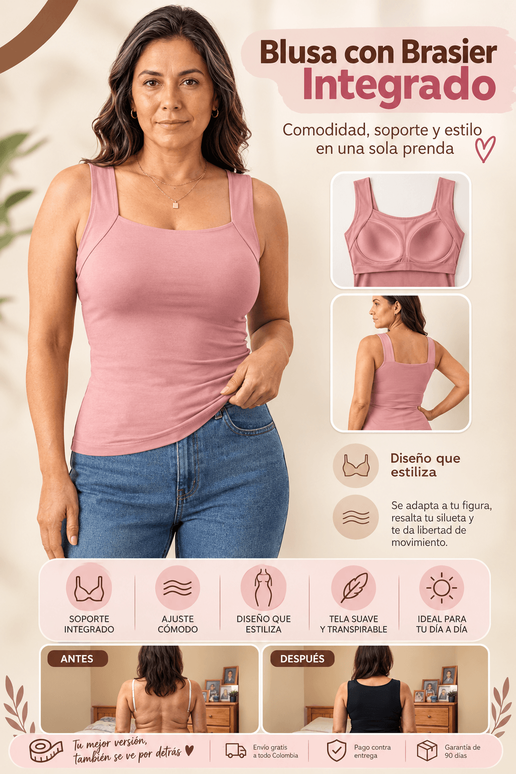 Blusa con Brasier integrado 2 en 1