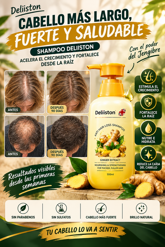 Deliiston - Shampoo de Jengibre 2x1